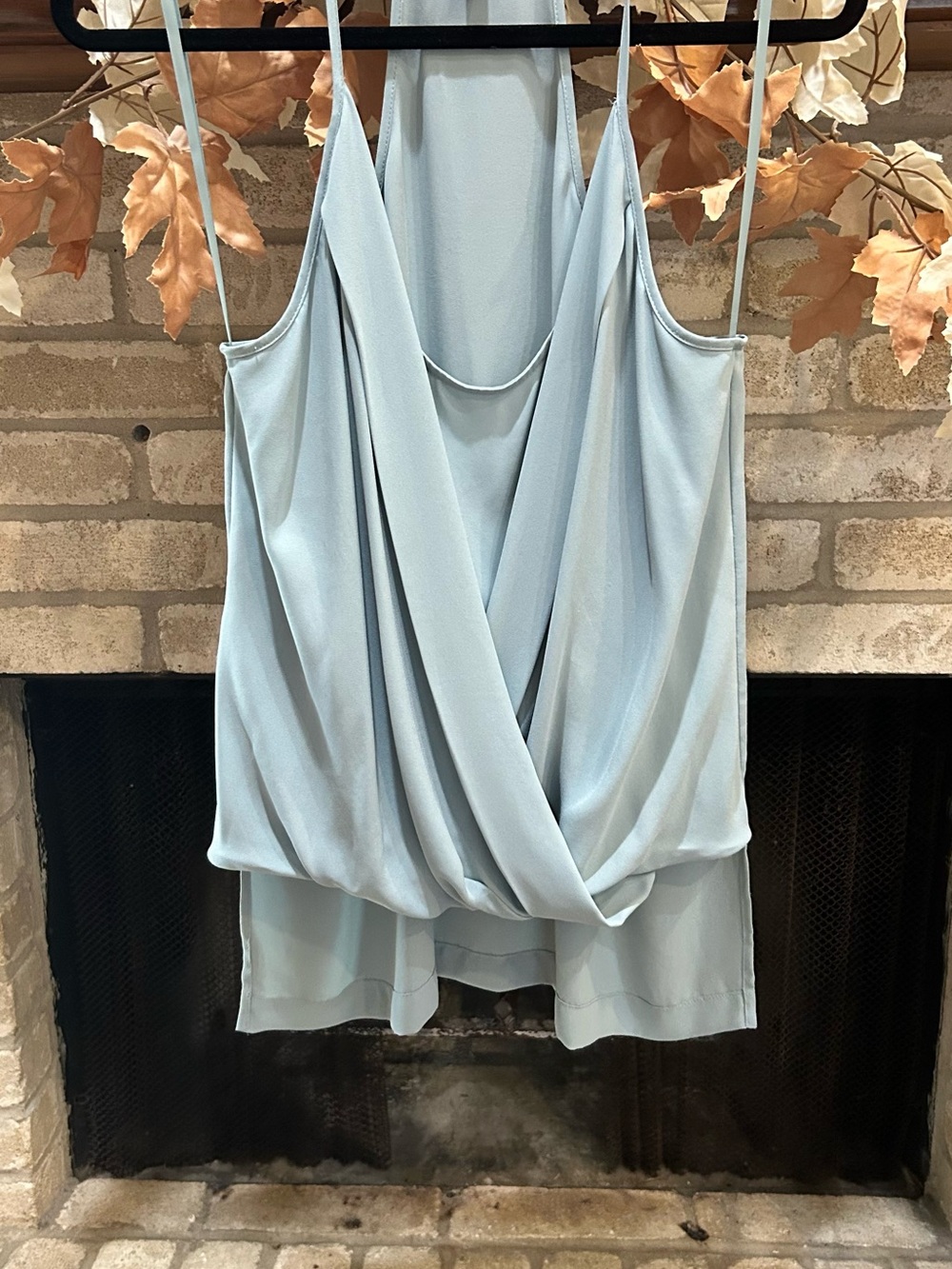 BCBGMaxAzria Pale Blue Draped Spaghetti Strap Camisole EUC